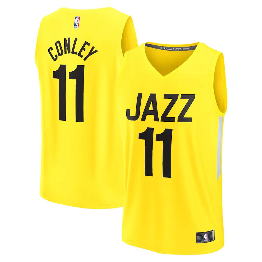 Men Utah Jazz #11 Mike Conley Fanatics Branded Yellow Icon Edition 2022-23 Fast Break Replica Player NBA Jersey